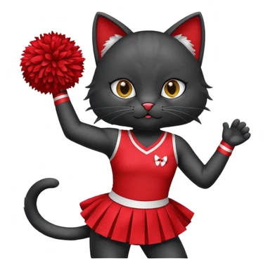 cheerleading black cat with pom pom sticker