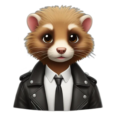 Red ferret with long fringe hairdo wearing leather jacket  sticker