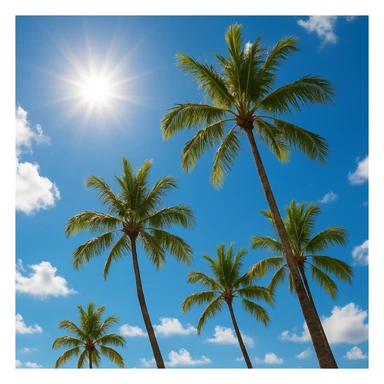 sunny sky photo with palm trees sticker