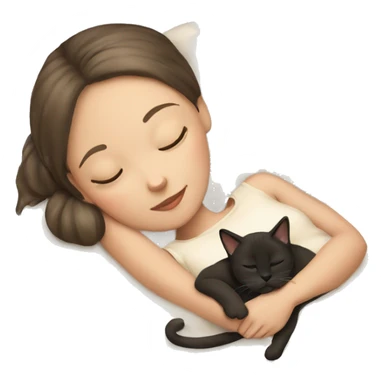 Girl and cat siamese sleeping sticker