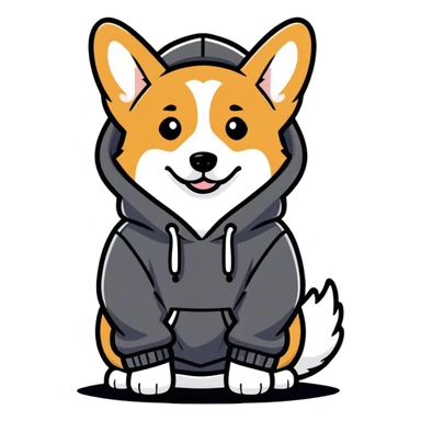 Corgi wearing hoodie sticker