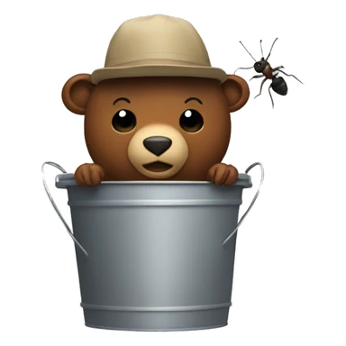 ant riding a bear with a bucket hat on sticker