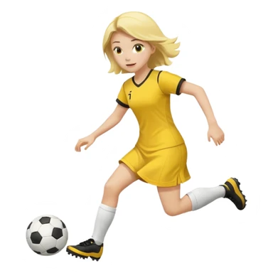 kids play soccer in yellow dress sticker