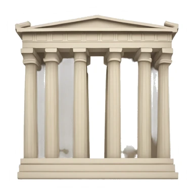 Greek parthenon bank emoji Logo, with exactly two pillars, minimalist sticker
