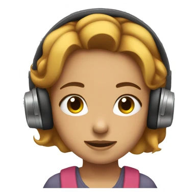 a girl with bob hair wearing headphones enjoying music with eyes closed sticker