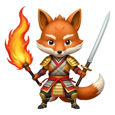 A fox samurai Warrior with fire powers sticker