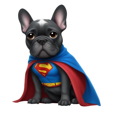 French bulldog dark grey dressed as superman sticker