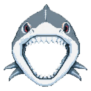 shark face close-up with pointy white teeth in open jaws sticker