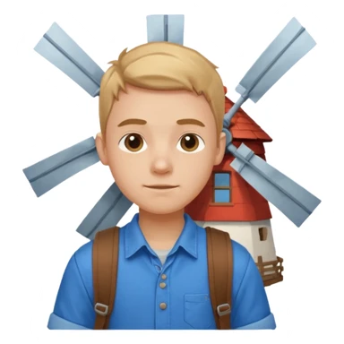 Boy wear windmill backpack sticker