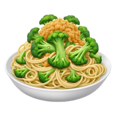 Broccoli and sprinkled bread crumbs over spaghetti  sticker
