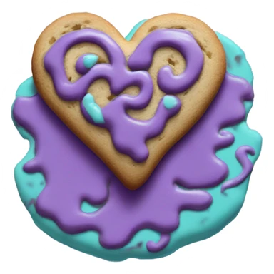 Purple teal chocolate chip heart cookie sticker