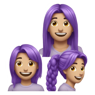 man smile purple hair three hearts sticker