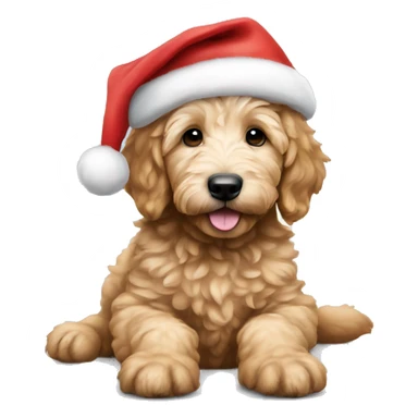 golden doodle puppy with santa hat sticker
