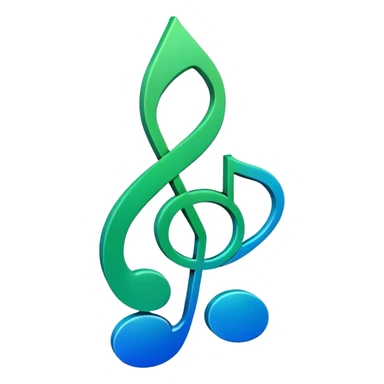3D gradient blue to green music icon logo note  no background unique y2k clipart sticker