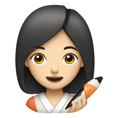 asian girl eating sushi sticker