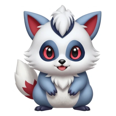 Cute furry flurry fuzzy adorable chubby Absol-Zorua-Furret-Zangoose-Chinchilla-fusion-animal-Fakémon-hybrid-creature  sticker