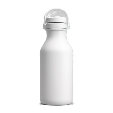 white water bottle with white lid, white handle strap sticker