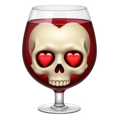 skull with wine red hearts around sticker