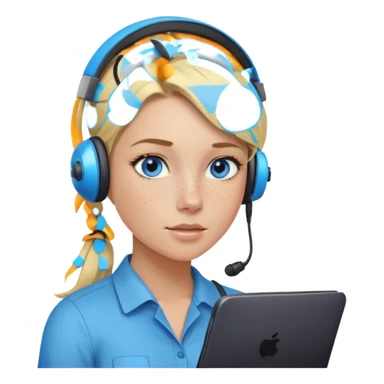 Just a head, blonde hair with lowlights in a ponytail, blue eyes, some freckles, a little older female ready to get some tasks done at work, no body and just one pony high on the back of the head sticker
