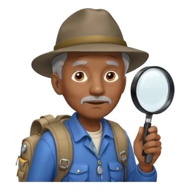 Explorer old black Man with backpack and magnifying glass sticker