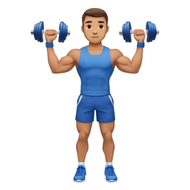 man with blue shorts doing side-lateral raise (T pose) with light dumbbells sticker
