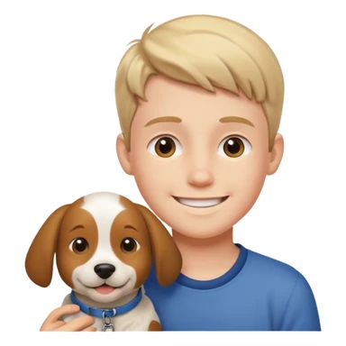 smiling boy with dog outdoors sticker