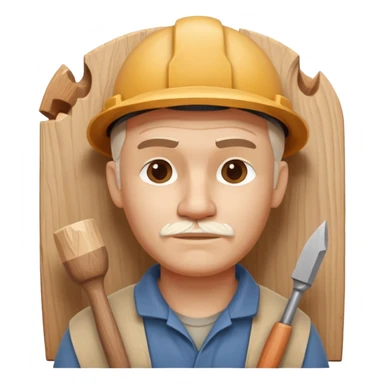 wood carving carpenter portrait, head and shoulders only, carving wooden figure with chisel, wood shavings visible, focused craftsman expression, artisan workshop vibe, 3D cartoon style, mobile game icon style, clean background, no text, no watermark
 sticker