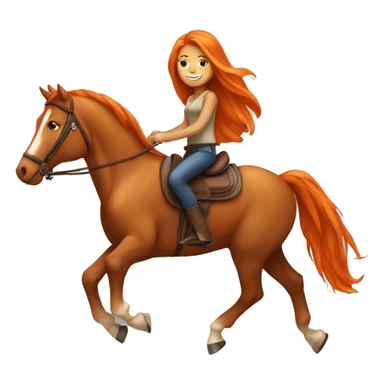 Tan girl with long orange hair riding a horse sticker