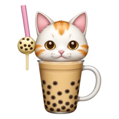 a cat with boba tea sticker