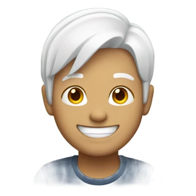 smiling individual with white hair sticker