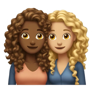 Hug two girlfriends one with long curly hair  sticker
