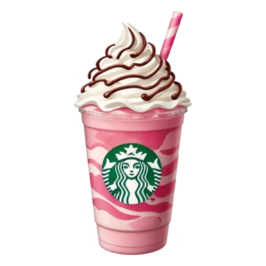 Strawberry Starbucks frappe with strawberry jam at the bottom with whipped cream and chocolate drizzle sticker