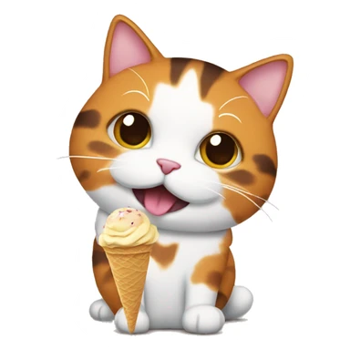 calico cat with icecream  sticker