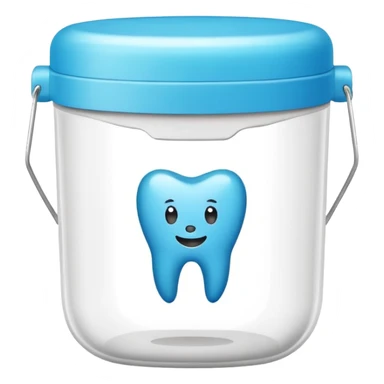 A small round plastic container with the phrase  "dental floss" on it sticker