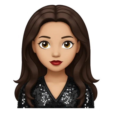 Vesta Williams, R&B Singer with long dark brown hair, black sequin outfit sticker