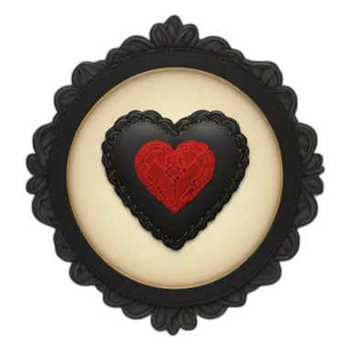Black leather heart with red lace border sticker