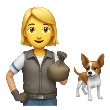 Person picking up dog poop sticker