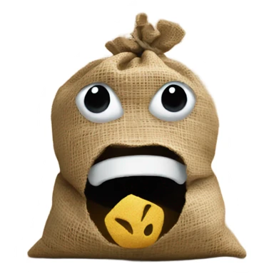 Loose burlap sack in mouth sticker
