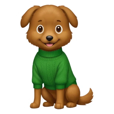 dog wear a green sweater, full body sticker