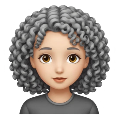 Fais une fille avec les cheveux bouclés gris brillants, avec des yeux qui sont vraiment gris foncés sticker