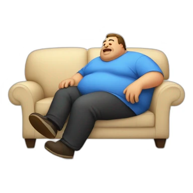 Fat lazy man on the couch sticker