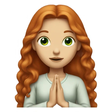 long-haired redhead woman with green eyes praying sticker