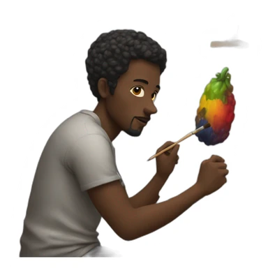 Black is painting a picture sticker