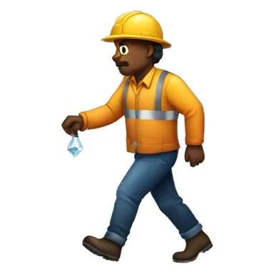 Miner walking away from diamonds sticker