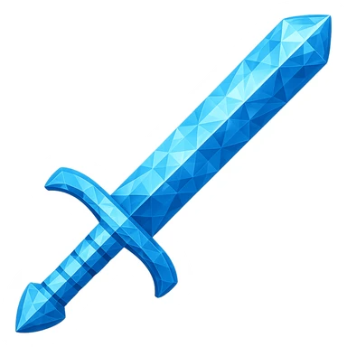 Transform the greatsword into a diamond version, matching the color, faceted texture, and shine of the diamond chestplate reference. Keep the exact shape and proportions of the original greatsword. Transparent background. The style should reflect a diamond faceted look with shine and clarity. sticker