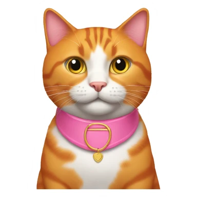 All orange cat with pink collar sticker