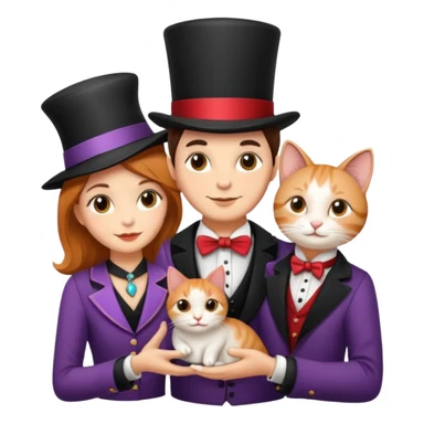 Icon Contour  Magician Couple and Their Pet Cat  sticker