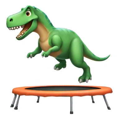 Make a dinosaur jumping on a trampoline sticker