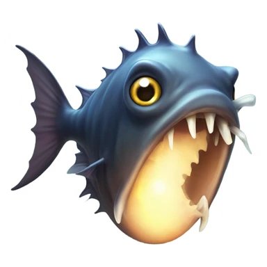 Anglerfish with a glowing lure hanging from its forehead, sharp teeth, and big eyes. sticker