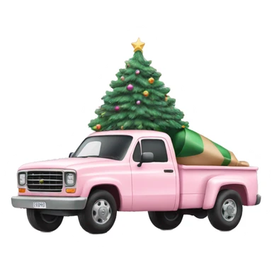 Pastel Pink truck with Christmas tree sticker